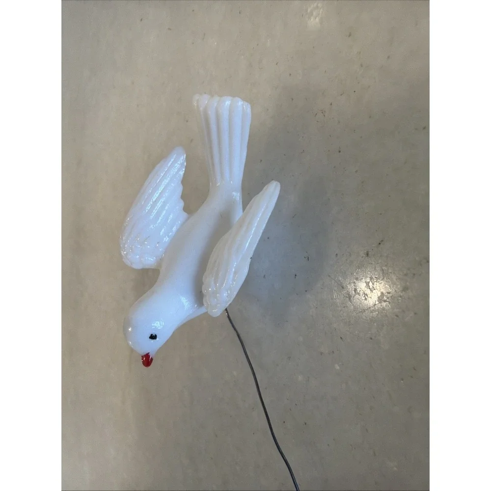Vintage Mini PLASTIC WHITE DOVE With Floral Wire Attached